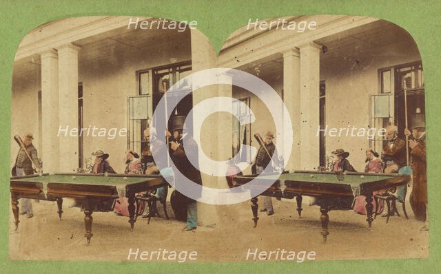 Men playing pool, about 1860. Creator: Unknown.