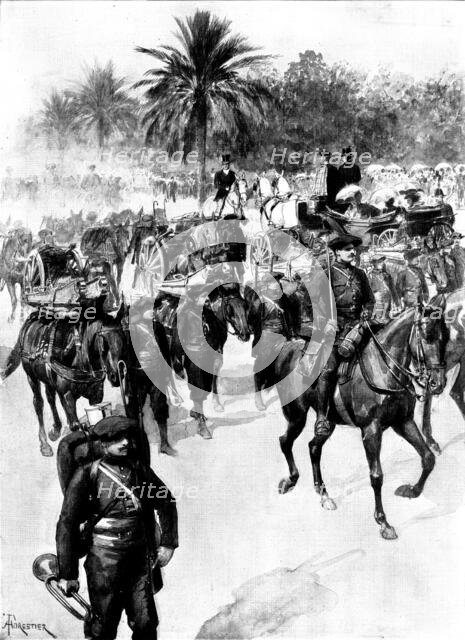 The Queen in the Riviera: Her Majesty reviewing the troops of the Garrison of Nice, 1898. Creator: Unknown.