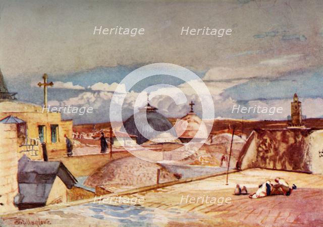 'The Domes of the Holy Sepulchre from a House-Top on Mount Zion', 1902. Creator: John Fulleylove.