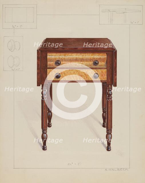 Dropleaf Table, c. 1936. Creator: Alfred Walbeck.