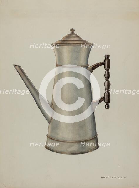 Pewter Coffee Pot, c. 1937. Creator: Harry Mann Waddell.