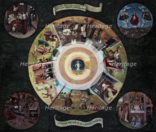  'The Table of the deadly sins', oil on panel in the original form of desktop of the Dutch painte…