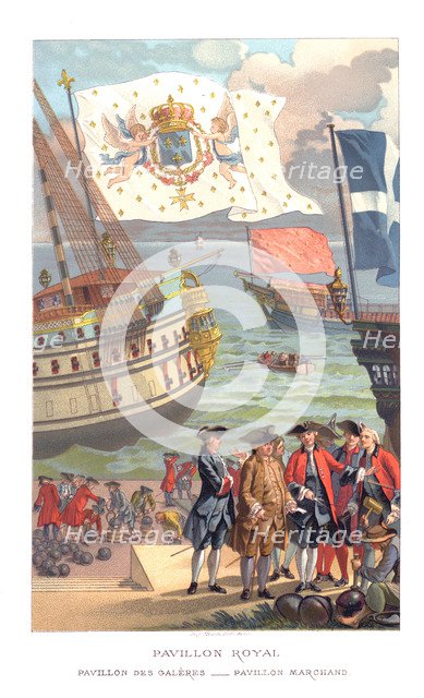 Royal flag, galleon flag and traders' flag, (1885). Creator: Urrabieta.