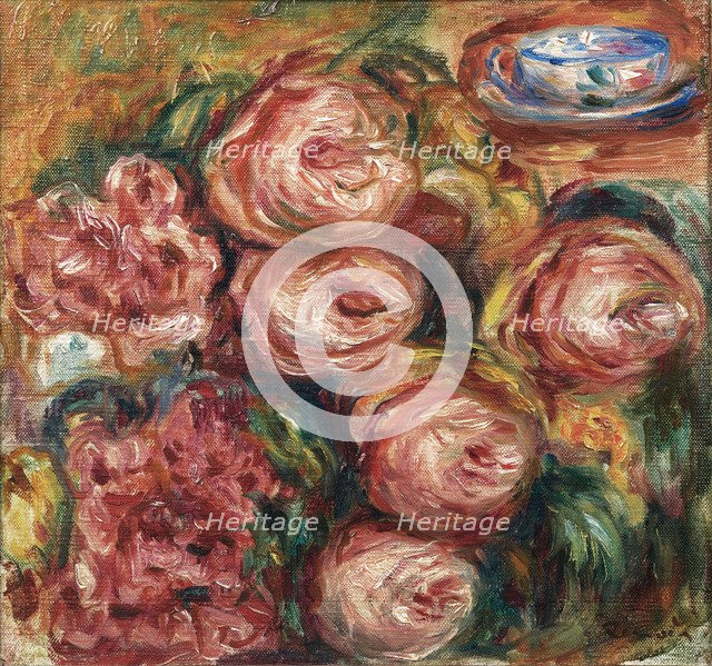 Composition with roses and a cup of tea. Artist: Renoir, Pierre Auguste (1841-1919)