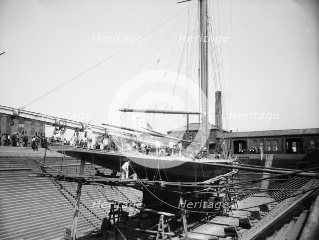 Valkyrie III in Erie Basin, 1895 Aug 24. Creator: John S Johnston.