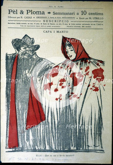 Cover of the weekly magazine 'Pel & Ploma', number 34, 20-1-1900. Creator: Casas i Carbó, Ramón (1866 - 1932).