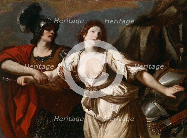 Rinaldo preventing Armida from committing suicide, 1664.