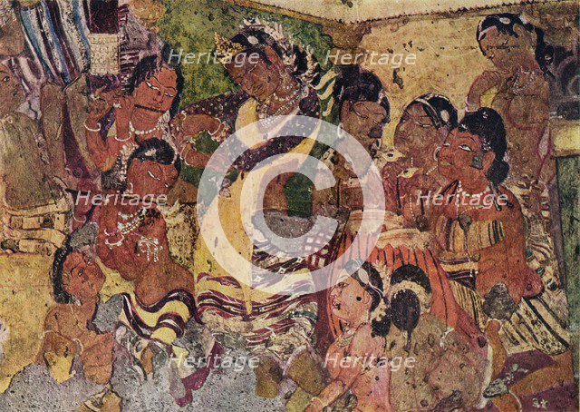 'Wall painting from the Caves of Ajanta', c480. Artist: Unknown.