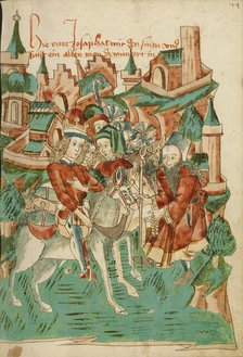 Josaphat Meeting an Old Man; Barlaam und Josaphat, 1469. Creators: Hans Schilling, Diebolt Lauber.