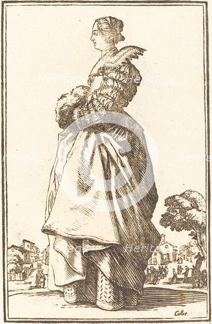 Noble Woman in Profile with her Hands in a Muff. Creator: Unknown.