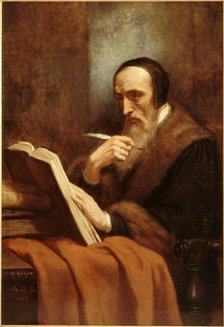 Portrait of John Calvin (1509-1564), 1858. Creator: Scheffer, Ary (1795-1858).