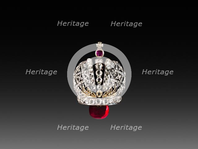 Lapis Lazuli Easter Egg (miniature crown surprise), late 1800s - early 1900s. Creator: Peter Carl Fabergé (Russian, 1846-1920), firm of.