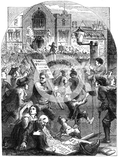 A riotous assembly outside Parliament House, London, 18th century (19th century). Artist: Unknown
