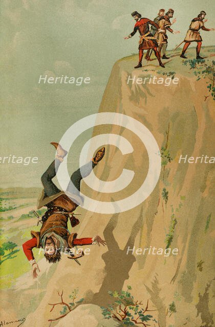 Sancho IV Garcés, (c-1040-1076), King of Pamplona (1054-1076) being pushed into the void..., 1889. Creator: Juan Alaminos.