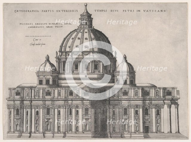 Speculum Romanae Magnificentiae: St. Peter's, 16th century., 16th century. Creator: Giovanni Ambrogio Brambilla.
