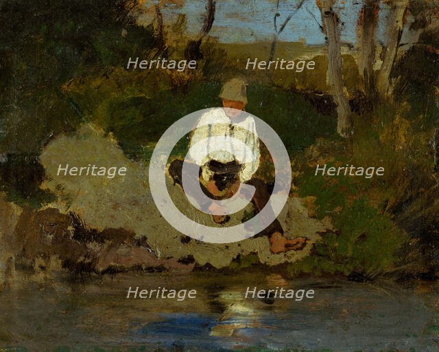 Herdsboy on the Riverbank, 1889-1892. Creator: Ladislav Mednyanszky.