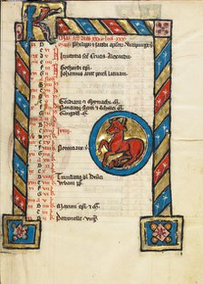 Zodiacal Sign of Taurus; Psalter, third quarter of 13th century. Creator: Unknown.