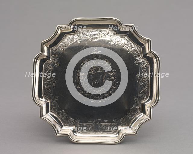 Salver, 1740-1750. Creator: Jacob Hurd (American, 1702-1758).