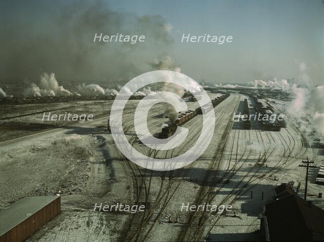 General view of one of the yards of the Chicago and North Western railroad, Chicago, Ill., 1942. Creator: Jack Delano.