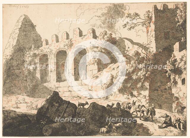 Landscape with ruins and a pyramid, 1769. Creator: Christian Wilhelm Ernst Dietrich.