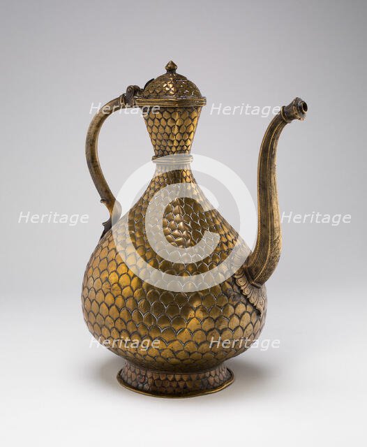 Ewer with Engraved Fish Scale Pattern, Inscribed in Persian with the name..., Early 18th cent. Creator: Unknown.