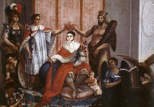Oil painting represents the coronation of Agustín de Iturbide (1783-1824), soldier, politician an…