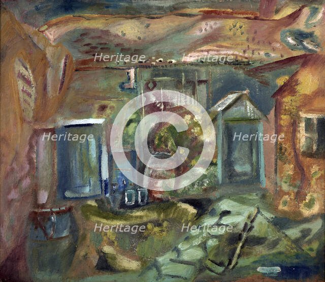 Purbeck courtyard, early afternoon, 1944. Creator: Frances Hodgkins.