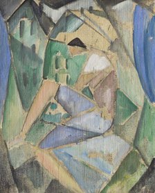 Cubist figure with houses, 1913-1914. Creator: Stenner, Hermann (1891-1914).