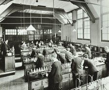 Boys in a chemistry laboratory, Hackney Downs School, London, 1911.  Artist: Unknown.