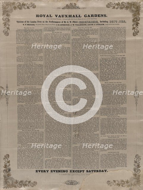 Royal Vauxhall Gardens: opinions of the London press on the performances of..., c1848 (?). Creator: Unknown.