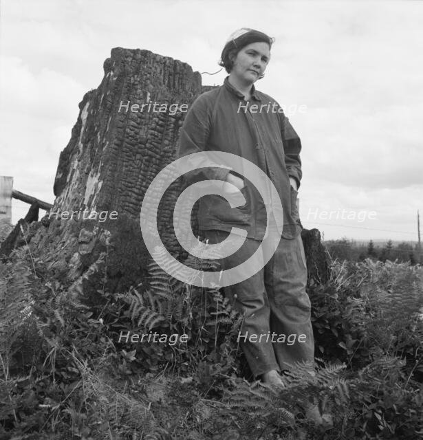 Possibly: Mrs Arnold, age thirty two, does man's work..., Michigan Hill, Thurston County, 1939. Creator: Dorothea Lange.