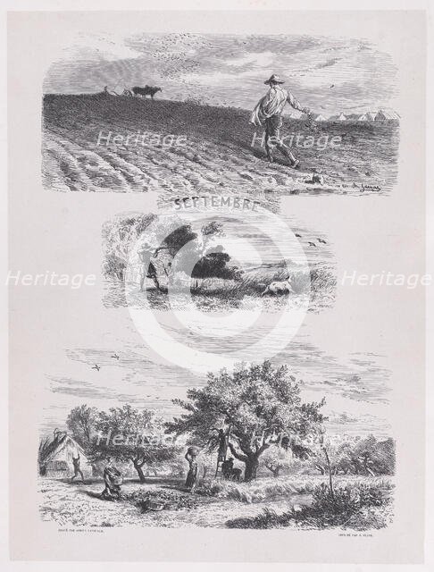September from Album of Rustic Subjects, 1859. Creator: Jacques-Adrien Lavieille.