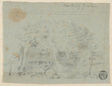Sketch of Trees Near Bridge (recto); Sketch of Building (verso), n.d. Creator: Richard Wilson.