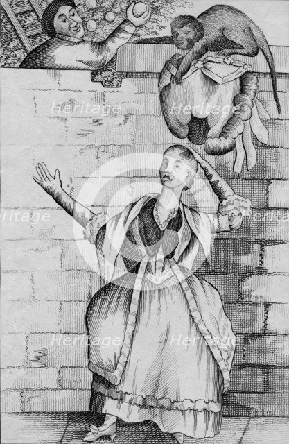 'Slight of hand by a Monkey - or the Ladys head unloaded', c1812. Artist: Unknown.