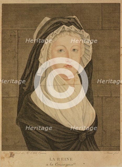 Marie Antoinette at the Conciergerie as Prisoner, 1793. Artist: Prieur, Jean-Louis (1759-1795)