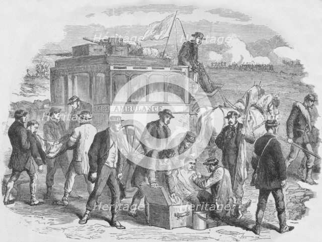 The Red Cross Society at Work Outside Paris, 1870, (1884). Artist: Unknown