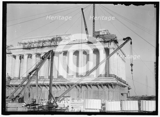 Lincoln Memorial under construction, between 1913 and 1918. Creator: Harris & Ewing.