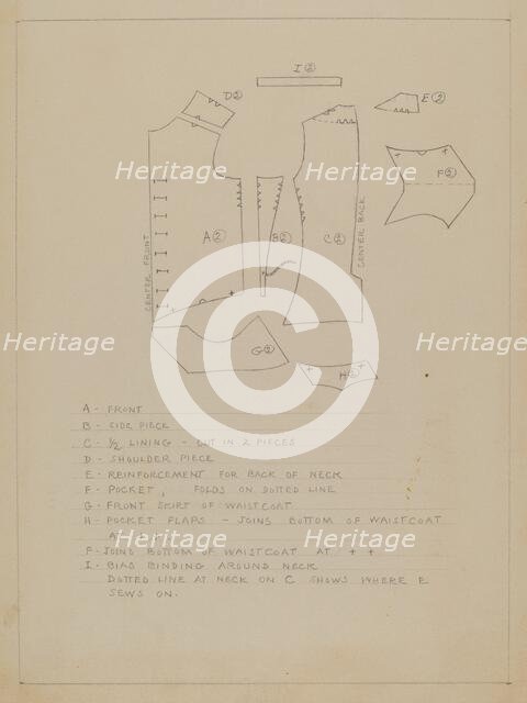 Waistcoat Pattern, c. 1936. Creator: Rosalia Lane.