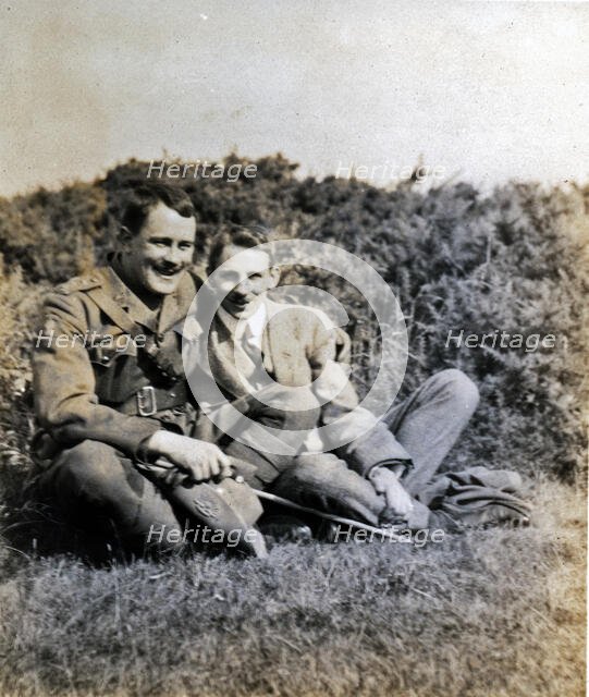 Frank Page with his son, Thomas. Creator: Unknown.