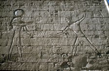 Rameses III smiting his enemies before Amun-Ra, Mortuary Temple, Medinat Habu, Egypt, c12th cen BC. Artist: Unknown