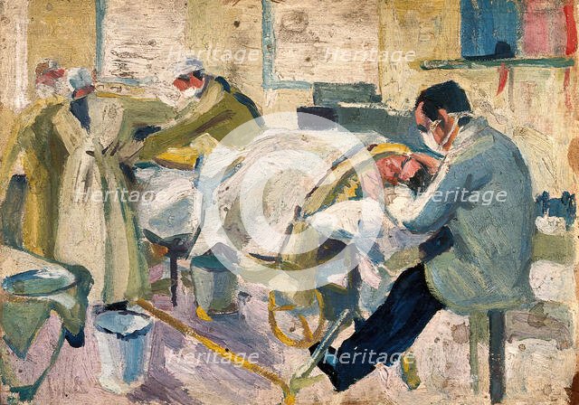 World War I: an operating theatre in a hospital ship, c1918. Creator: Jan Gordon.