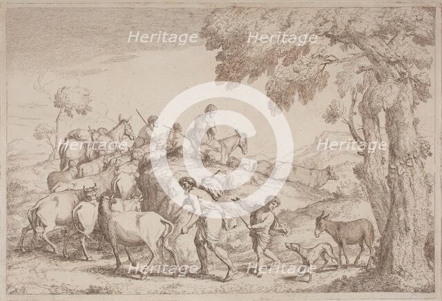 An Elderly Shepherd Seen from Behind, 1758/1759. Creator: Gaetano Gherardo Zompini.