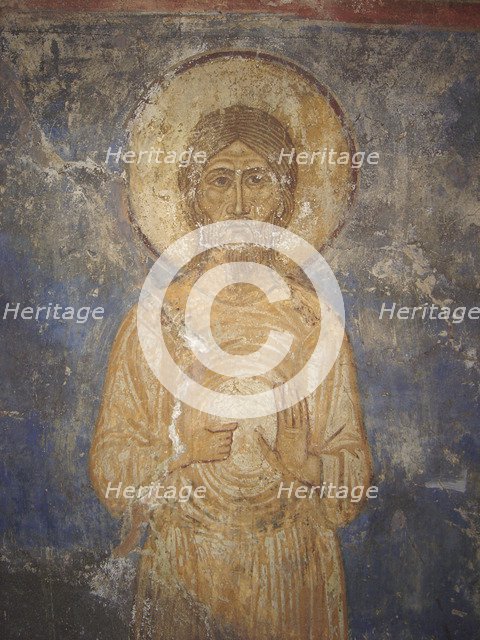 Saint Alexius von Edessa, 12th century. Artist: Ancient Russian frescos  