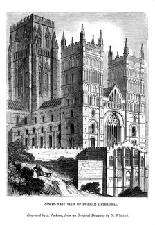 North west view of Durham Cathedral, 1843. Artist: J Jackson