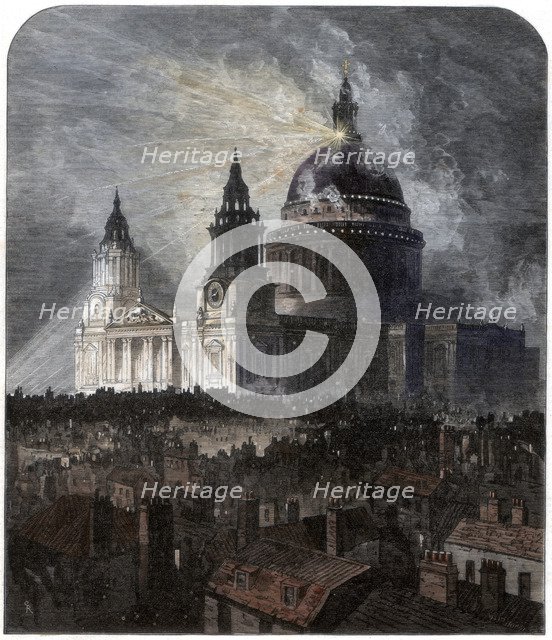 St Paul's Cathedral on Thanksgiving Day, 1872. Artist: Unknown