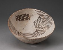 Bowl with Bold, Irregular Geometric Bands of Stripes, Zigzag, and Checkerboard Motifs, A.D. 850/950. Creator: Unknown.