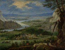 River Landscape with Travelers, c1670-1680. Creator: Peeter Gysels.