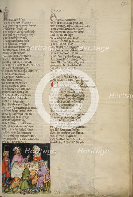 Uriah at David's Table; Weltchronik, about 1400-1410. Creator: Unknown.