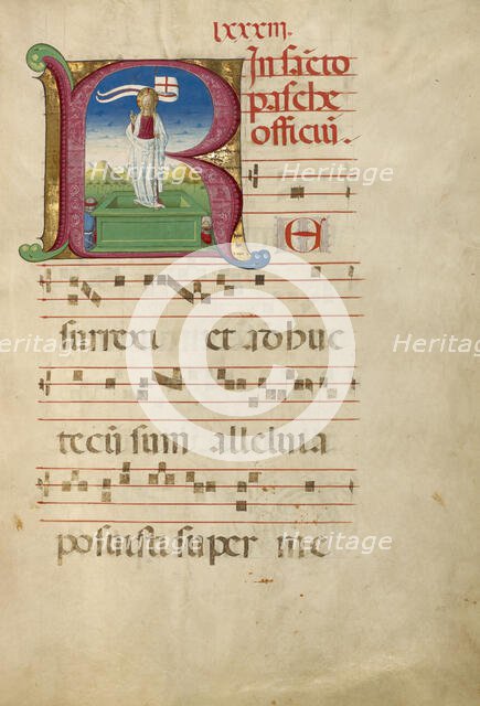 Initial R: The Resurrection; Gradual, about 1460-1480. Creator: Unknown.