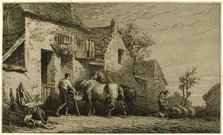Entrance to an Inn, with Stable Boy, 1850. Creator: Charles Emile Jacque.
